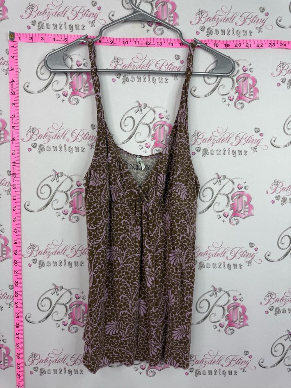 PINKERTON tank top y2k purple Brown Floral Print Tank Top